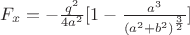$F_x = -\frac {q^2}{4a^2} [1 - \frac{a^3}{(a^2+b^2)^\frac{3}{2}}]$