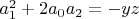 $a_1^2+2 a_0 a_2=-yz$