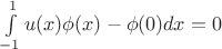 $\int\limits_{-1}^{1}u(x)\phi(x) - \phi(0) dx = 0$