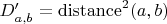 $D'_{a,b}=\mathrm{distance}^2(a, b)$