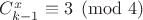 $C_{k-1}^x \equiv 3 \pmod 4$