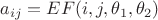 \[
a_{ij}  = EF(i,j,\theta _1 ,\theta _2 )
\]