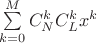 $\sum\limits_{k=0}^{M} {C_N^k} {C_L^k} {x^k}$ $\sum\limits_{k=0}^{M} {C_N^k} {C_L^k} {x^k}$