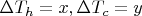$\Delta T_h=x, \Delta T_c=y$