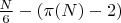 $\frac{N}{6}- (\pi(N) - 2)$