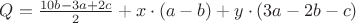 $Q=\frac{10b-3a+2c}{2}+x\cdot(a-b)+y\cdot(3a-2b-c)$