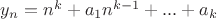 $y_n=n^k+a_{1}n^{k-1}+...+a_{k}$