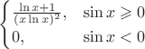 $\begin{cases}
\frac{\ln x+1}{(x\ln x)^2},&\sin x\geqslant0\\
0,&\sin x <0 
\end{cases}$