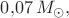 $0{,}07\,M_\odot,$