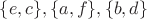 $\{e, c\}, \{a, f\}, \{b, d\}$