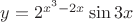 $y=2^{x^3-2x}\sin 3x$
