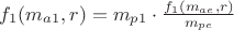 $f_1(m_{a1},r) = m_{p1}\cdot {f_1(m_{ae},r)\over m_{pe}}$