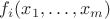 $f_i(x_1,\dots,x_m)$