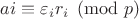 $ai\equiv \varepsilon_i r_i \pmod{p}$