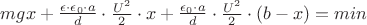 $mgx+\frac{\epsilon \cdot \epsilon_0 \cdot a}{d}\cdot \frac{U^2}{2}\cdot x+\frac{\epsilon_0 \cdot a}{d}\cdot \frac{U^2}{2}\cdot (b-x)=min$