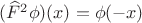 $( \widehat{F}^{2}\phi)(x)=\phi(-x)$ $( \widehat{F}^{2}\phi)(x)=\phi(-x)$