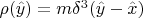$\rho(\hat{y})=m \delta^3(\hat{y}-\hat{x})$