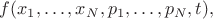 $f(x_1,\dots,x_N,p_1,\dots,p_N,t),$