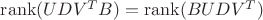$\operatorname{rank}(UDV^TB) = \operatorname{rank}(BUDV^T)$