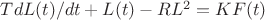 $TdL(t)/dt+L(t)-RL^2=KF(t)$