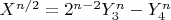 $X^{n/2}=2^{n-2}Y_3^n-Y_4^n$