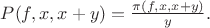 $P(f,x,x+y)=\frac {\pi(f,x,x+y)} {y}.$