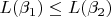 $L(\beta _1) \leq L(\beta _2)$