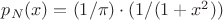 $p{_N}(x)=(1/{\pi})\cdot(1/(1+x^2))$