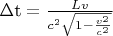 $ \text{$\Delta $t}=\frac{L v}{c^2 \sqrt{1-\frac{v^2}{c^2}}}$