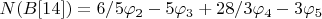$N(B[14])=6/5\varphi_2-5\varphi_3+28/3\varphi_4-3\varphi_5$