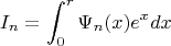 $$
I_n = \int_0^r \Psi_n(x) e^x dx
$$