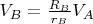 $V_B=\frac{R_B}{r_B}V_A$