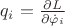 $q_i = \frac{\partial L}{\partial \dot\varphi_i}$