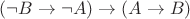 $(\neg B\to\neg A)\to(A\to B)$