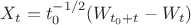 $X_t = t_0^{-1/2}(W_{t_0+t}-W_t)$