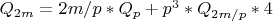 $Q_{2m}=2m/p*Q_p+p^3*Q_{2m/p}*4$