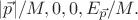 $|\vec{p}|/M, 0, 0, E_{\vec{p}}/M.$