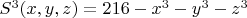 $S^3(x,y,z)=216-x^3-y^3-z^3$