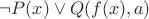 $ \neg P(x) \vee Q(f(x),a) $