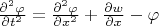 $\frac{\partial^2 \varphi}{\partial t^2} = \frac{\partial^2 \varphi}{\partial x^2} + \frac{\partial w}{\partial x} - \varphi$