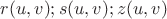 $r(u,v); s(u,v); z(u,v)$