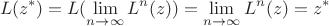 $$L(z^*)=L(\lim \limits_{n\to \infty} L^n(z))=\lim \limits_{n\to \infty} L^n(z)=z^*$$