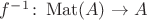 $f^{-1} \colon \operatorname{Mat}(A) \to A$