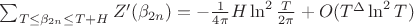 $\sum_{T\le\beta_{2n}\le T+H}{Z'(\beta_{2n})}=-\frac{1}{4\pi}H\ln^2{\frac{T}{2\pi}}+O(T^\Delta\ln^2T)$ $\sum_{T\le\beta_{2n}\le T+H}{Z'(\beta_{2n})}=-\frac{1}{4\pi}H\ln^2{\frac{T}{2\pi}}+O(T^\Delta\ln^2T)$