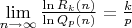 $\lim\limits_{n\to\infty}\frac{\ln R_k(n)}{\ln Q_p(n)}=\frac{k}{p}$