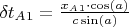 $\delta t_A_1=\frac{x_A_1\cdot \cos(a)}{c \sin(a)}$