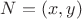 $N = (x, y)$