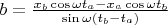 $b=\frac{x_b\cos\omega t_a-x_a\cos\omega t_b}{\sin\omega(t_b-t_a)}$