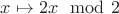 $x\mapsto 2x\mod 2$