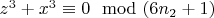 $z^3 + x^3\equiv 0\mod (6n_2 +1)$